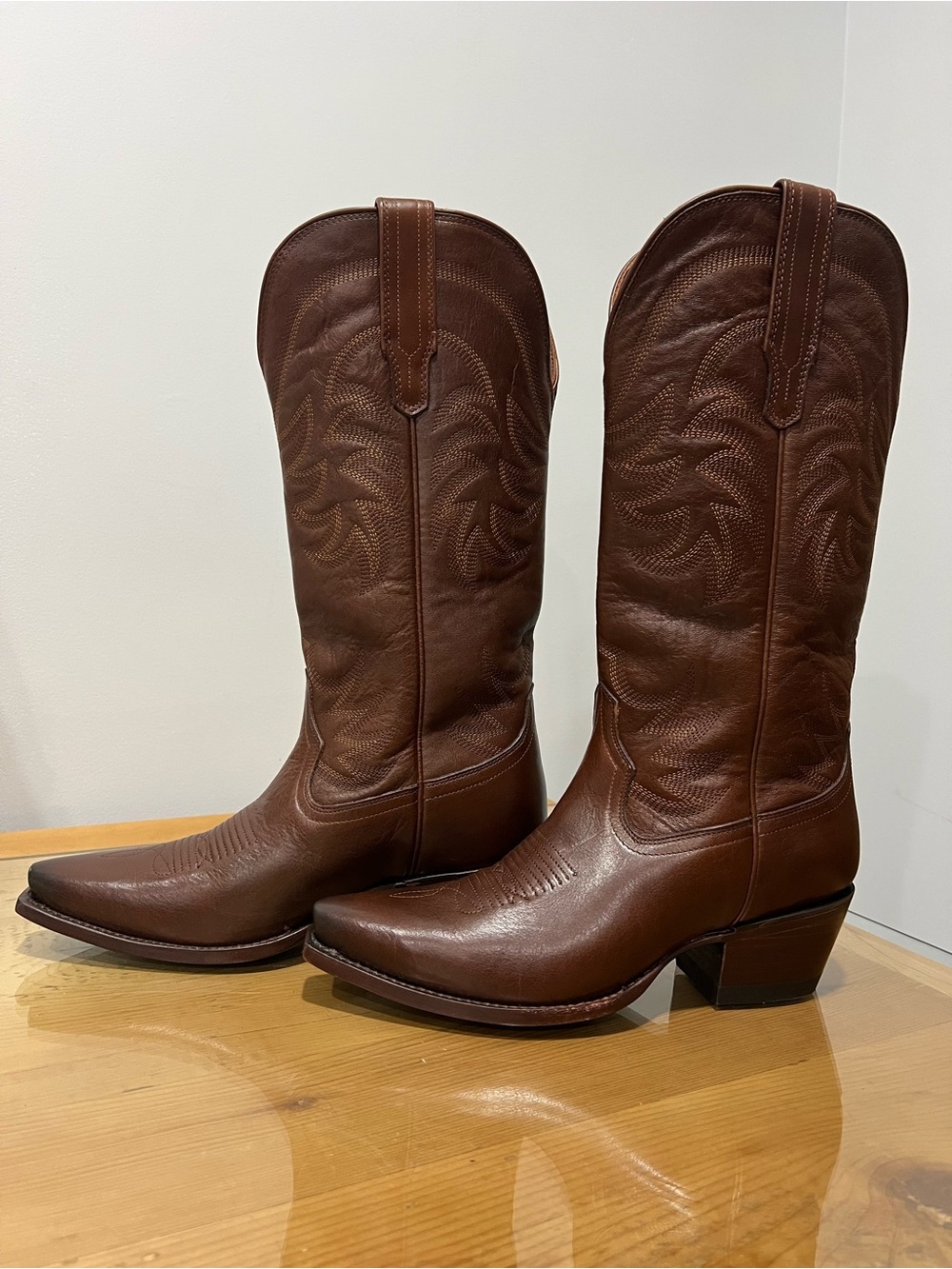 Tecovas Annie Sequoia Embroidered Western Heeled Boots Brown US 9